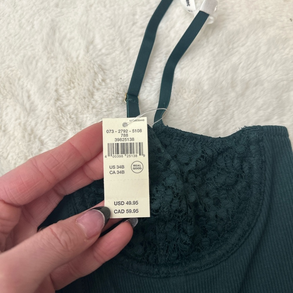 New American eagle aerie show off cozy rib unlined corset bra - Picture 2 of 5